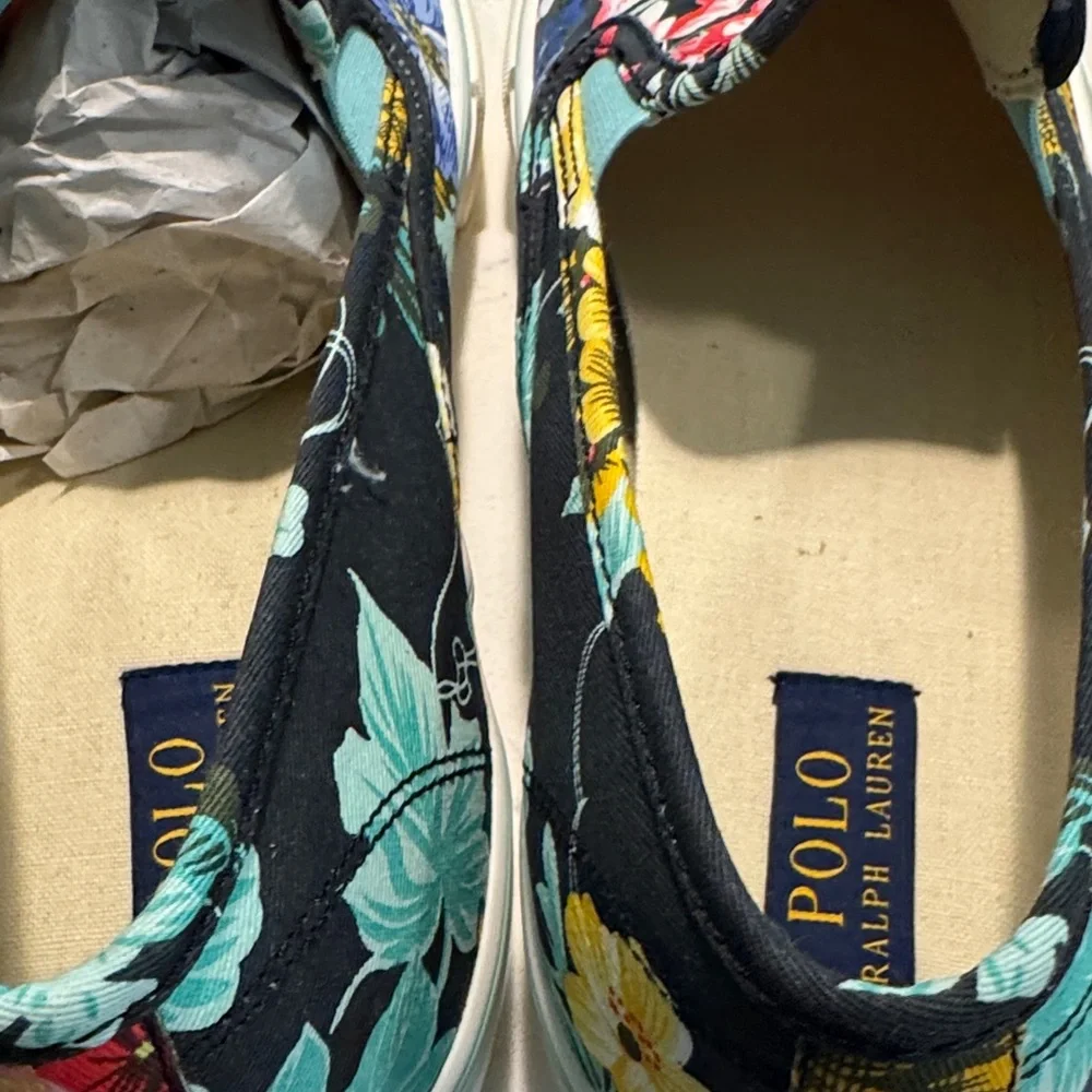 Polo Ralph Lauren Floral Slip-On Sneakers in Black Multicolor